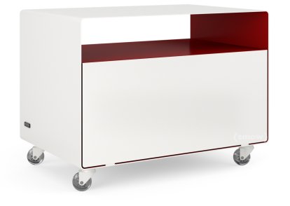 Caisson à roulettes R 107, Bicolore   , Blanc pur (RAL 9010) - Rouge rubis (RAL 3003), Roulettes transparentes