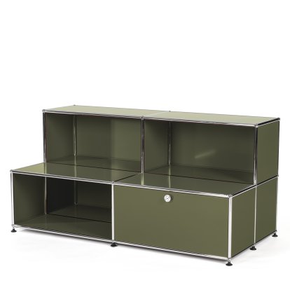 Meuble enfant USM Haller M avec marches, Vert olive RAL 6003