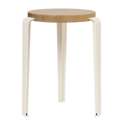 Tabouret Lou, bois massif, Chêne massif, Blanc crème