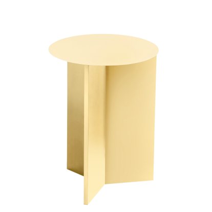 Table Slit Acier, H 47 x Ø 35 cm, Revêtement en poudre jaune clair