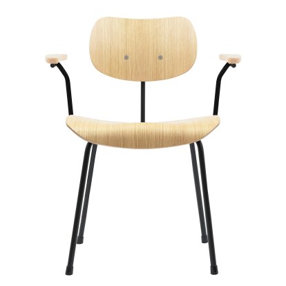 Chaise SE 68, Non-empilable, Sans rembourrage, Poudre noir mat, Avec accoudoirs, Chêne, naturel