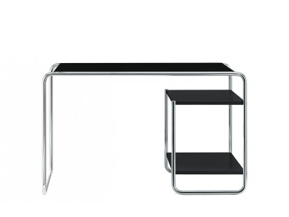 Bureau S 285/1 - S 285/2 Bauhaus, Hêtre laqué à pores ouverts noir intense, S 285/2: 2 étagères à l'intérieur, à droite