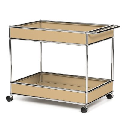 Chariot-bar USM Haller type II habillé, Beige USM, Durs pour tapis