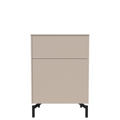 Buffet Aventa avec porte et tiroirs, 60 cm, 3 Grilles de hauteur, Mélamine gris cachemire, Pieds en métal