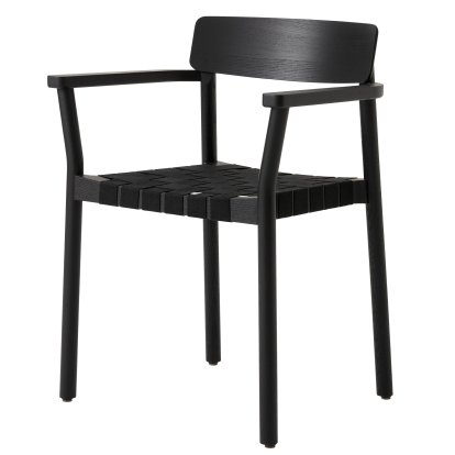 Chaise Betty TK9, Noir / lin noir, Avec accoudoirs