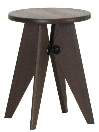 Tabouret Bois, Chêne foncé, verni