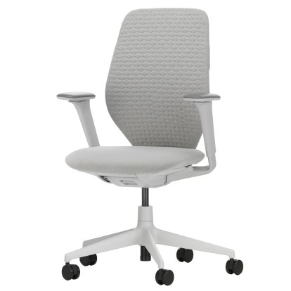 Chaise de bureau ACX Soft, Avec inclinaison avant, avec réglage de la profondeur, Accotoirs F 3D, Soft grey, Siège Grid Knit, stone grey, Roulettes souples pour sols durs
