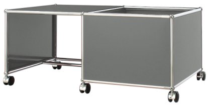Table à roulettes pour enfants USM Haller, Caisse à gauche, Gris moyen RAL 7005
