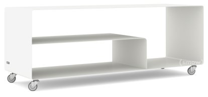 Sideboard R 111, Monochrome, Blanc pur (RAL 9010), Roulettes industrielles