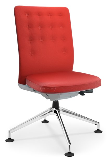 ID Trim Conference, Avec support lombaire, Sans accotoirs, Soft grey, Assise et dossier Plano, Rouge coquelicot