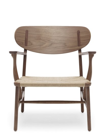 CH22 Lounge Chair, Noyer huilé, paillage naturel