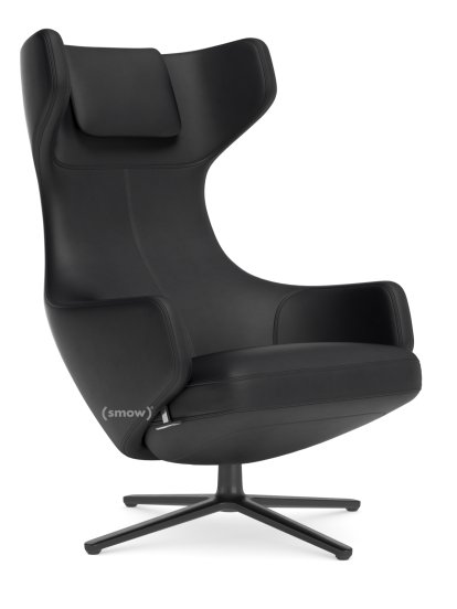 Fauteuil Grand Repos, Fauteuil Grand Repos, Cuir Premium F nero, 40 cm, Noir basic