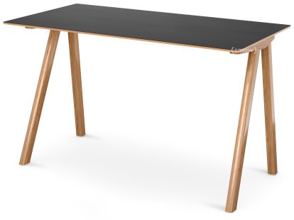 Table Copenhague CPH90, Chêne laqué, Linoleum noir  