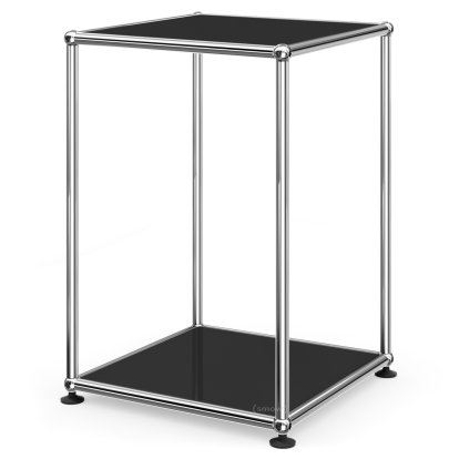 Table d'appoint USM Haller 35 haute, Panneaux inférieur et supérieur en métal, Noir graphite RAL 9011