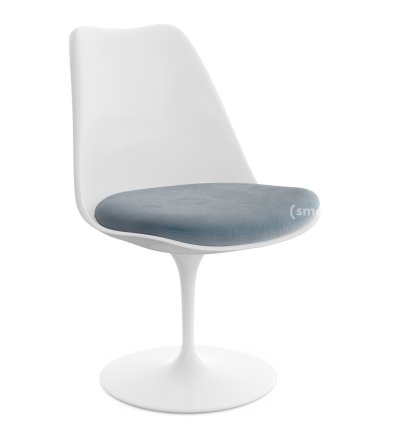 Chaise Tulip Saarinen, Rotatif, Coussin d'assise, Blanc, Steel (Eva 172)