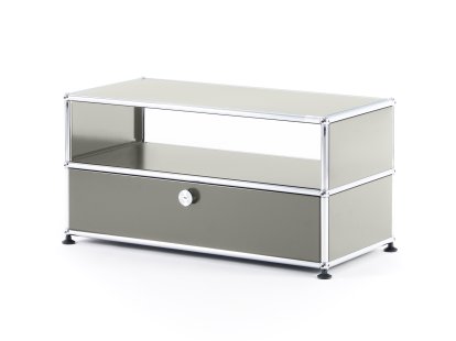 Meuble bas Lowboard TV USM Haller avec porte coulissante, Gris clair RAL 7035