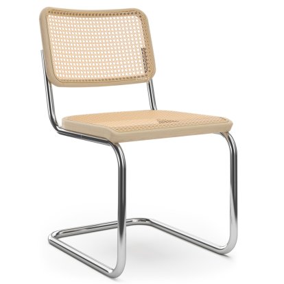 Chaise S 32 V Pure Materials, Frêne / naturel, Chromé, Patins en plastique noir avec feutre