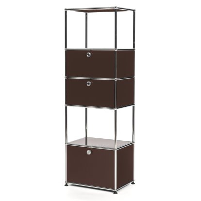 USM Haller Étagère de salon M Type 2, Marron USM, Avec 2 portes abattantes et 1 porte coulissante (incl. cadre métallique)