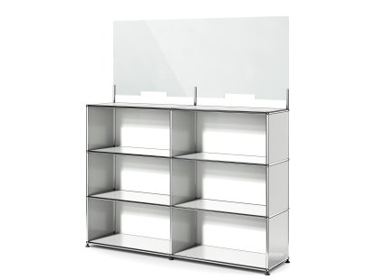 USM Haller Comptoir L avec écran de sécurité, Gris clair RAL 7035