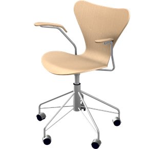 Chaise de bureau pivotante Série 7 3217, Bois laqué clair, Hêtre naturel