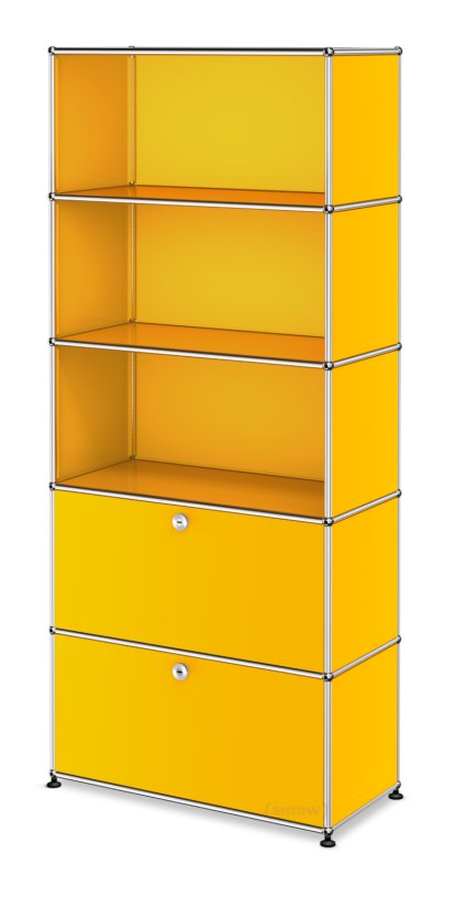 Étagère à dossiers USM Haller M, personnalisable, Jaune or RAL 1004, Ouvert, Ouvert, Avec  porte abattante, Avec  porte abattante