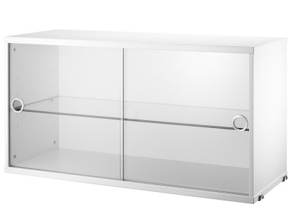 Caisson avec portes coulissantes en verre String System, Laqué blanc
