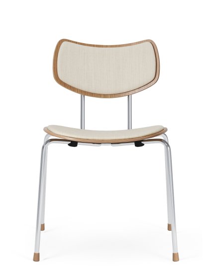 Chaise VLA26 Vega, Chêne laqué, Mood - crème, Chromé