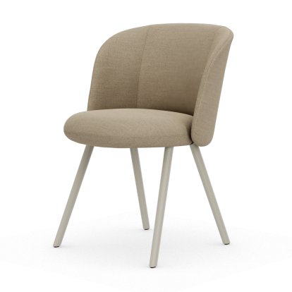 Chaise Mikado, Piètement à quatre pieds, 4 pieds, aluminium laqué craie, Dumet, Mélange beige, Patins pour tapis