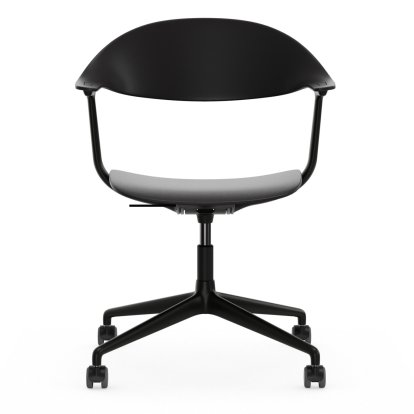Chaise de bureau Mynt pied quatre branches, Noir basic RE, Sans rembourrage, Sans rembourrage, Noir foncé, Durs pour tapis
