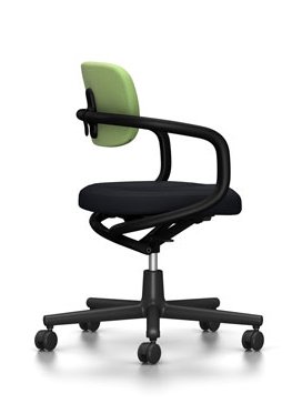 Siège de bureau pivotant Allstar, Noir profond  , Hopsak, Vert mousse / ivoire