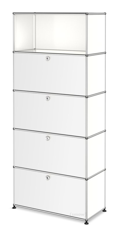 Étagère à dossiers USM Haller M, personnalisable, Blanc pur RAL 9010, Avec  porte abattante, Avec  porte abattante, Avec  porte abattante, Avec  porte abattante