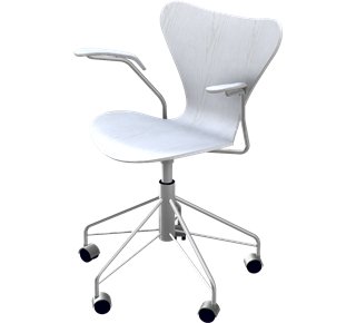 Chaise de bureau pivotante Série 7 3217, Frêne coloré, Blanc