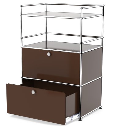USM Haller meuble mini-bar, Marron USM, Avec porte abattante et porte coulissante (incl. cadre métallique)