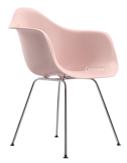 Eames Plastic Armchair DAX, Rose pâle, Sans rembourrage, Sans rembourrage, Version standard - 43 cm, Chromé
