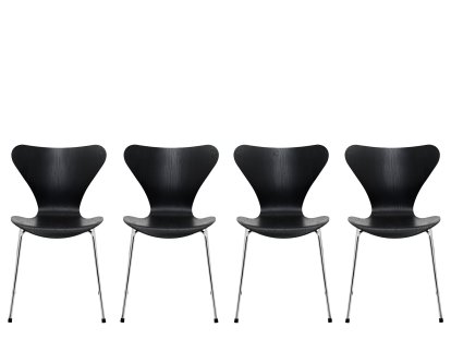 Chaises Série 7 3107 - Lot promotionnel de 4, Siège en frêne coloré noir, pieds chromés