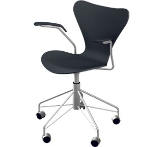 Chaise de bureau pivotante Série 7 3217, Laqué, Noir