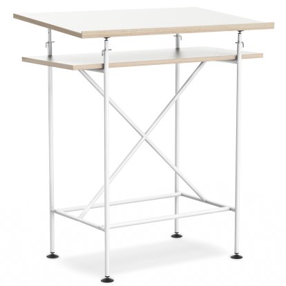Pupitre Milla, 70cm, Blanc, Mélaminé blanc avec bords chêne