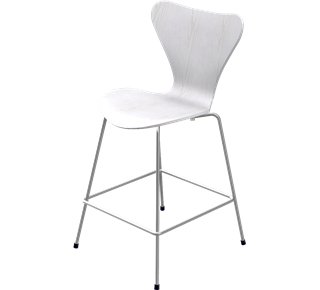 Chaise de bar Série 7 3187/3197, 64 cm, Frêne coloré, Blanc
