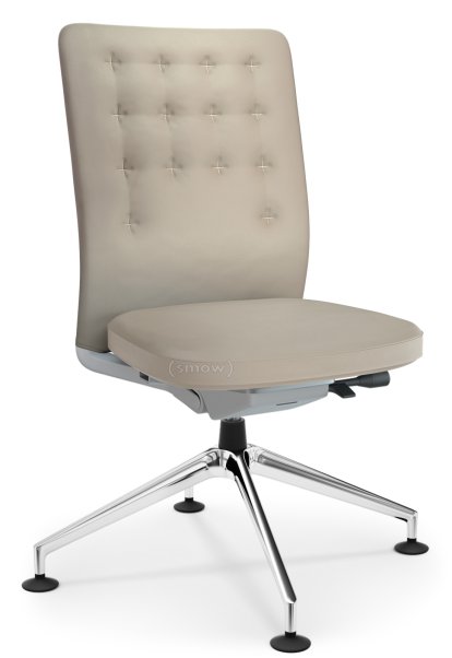 ID Trim Conference, Sans support lombaire, Sans accotoirs, Soft grey, Assise et dossier cuir, Sable