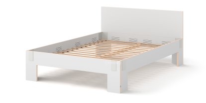 Lit Tagedieb, 160 x 200 cm, Avec tête de lit, FU (bouleau contreplaqué) blanc, Gris clair, Avec sommier flexible