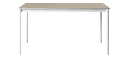 Table Base, L 140 x L 80 cm, Placage chêne avec bord en contreplaqué, Blanc
