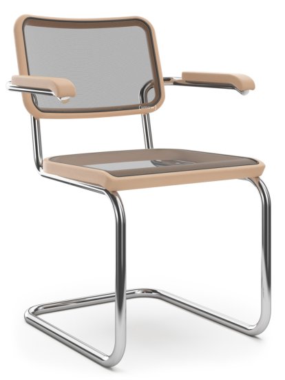 Chaise cantilever S 64 / S 64 N, Filet synthétique, Hêtre naturel, Sans patins