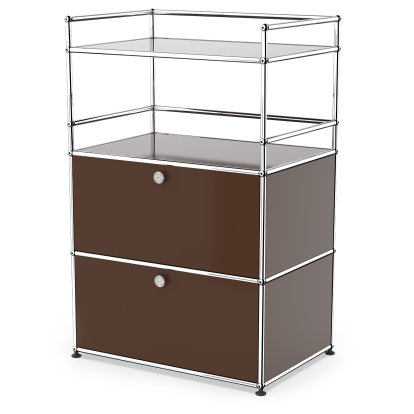 USM Haller meuble mini-bar, Marron USM, Avec 2 portes abattantes