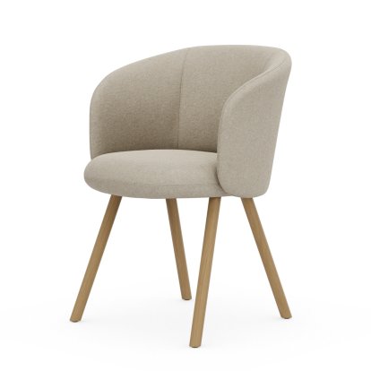 Fauteuil Mikado, Piètement à quatre pieds, 4 pieds, chêne naturel, Nubia, Crème / sable, Patins en feutre pour sols durs