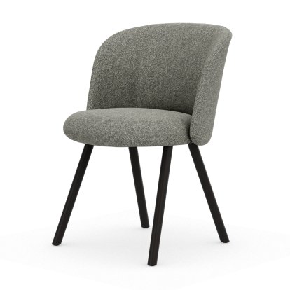 Chaise Mikado, Piètement à quatre pieds, 4 pieds, chêne foncé, Nubia, Crème / brun foncé, Patins pour tapis