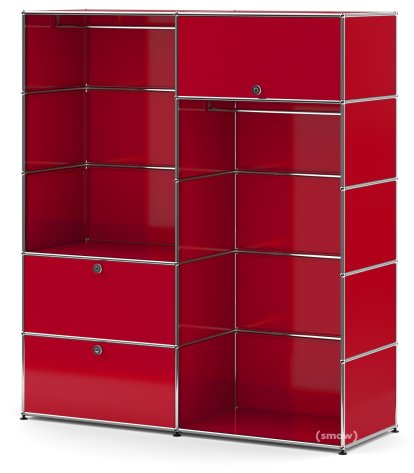 Penderie USM Haller L avec 2 tringles, Rouge rubis USM