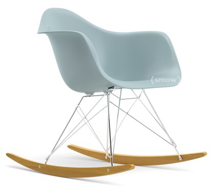 Fauteuil Eames Plastic Armchair RAR, Gris bleuté, Chromé, Érable nuance de jaune