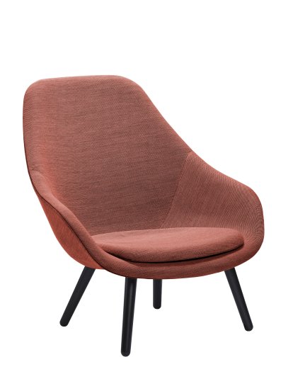 Fauteuil About A Lounge Chair High AAL 92, Steelcut Trio 515 - rose pale, Chêne laqué noir, Avec coussin d'assise