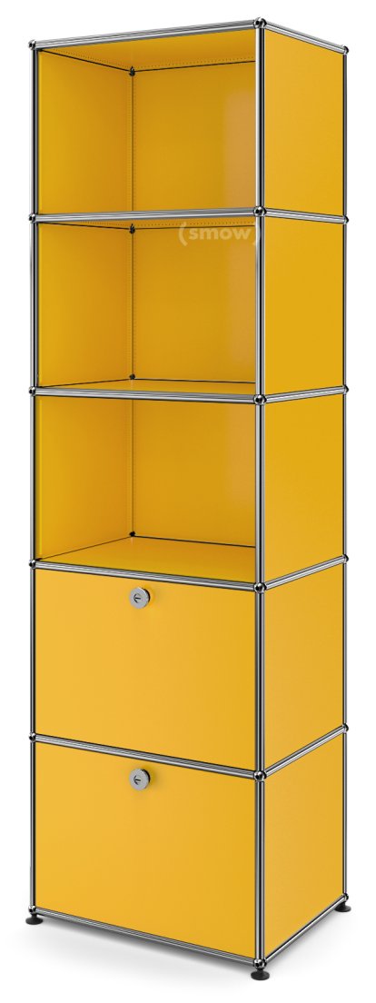 Bibliothèque 50 USM Haller, Avec 2 portes abattantes, Jaune or RAL 1004