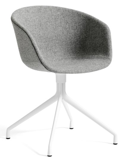 Chaise About A Chair AAC 21, Hallingdal 130 - gris clair, Aluminium thermolaqué blanc
